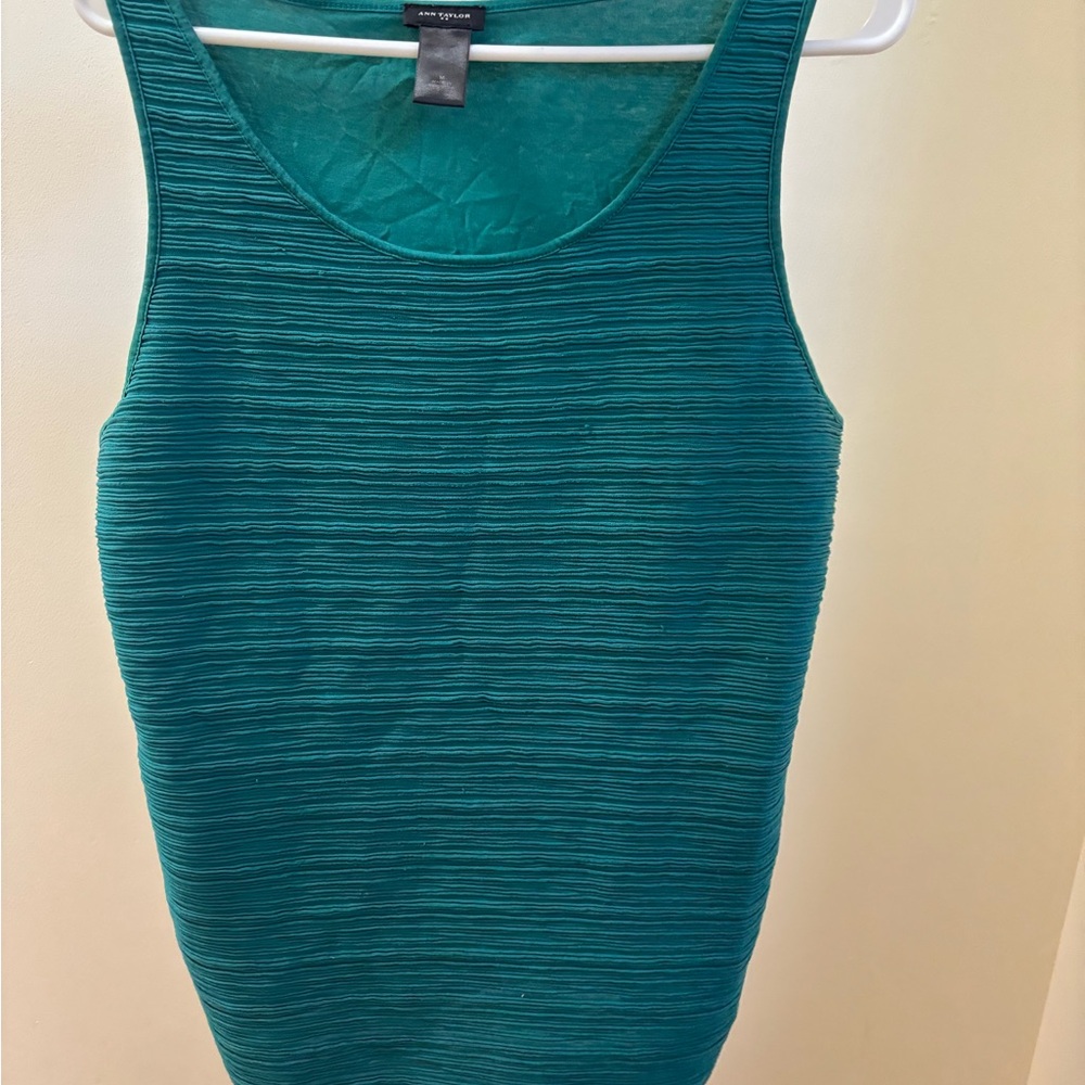 Ann Taylor Teal Textured Sleeveless Top